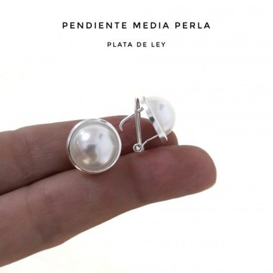 Joyas Plata 951 JOYERIADL Cortos | Pendientes Perla Cierre Omega