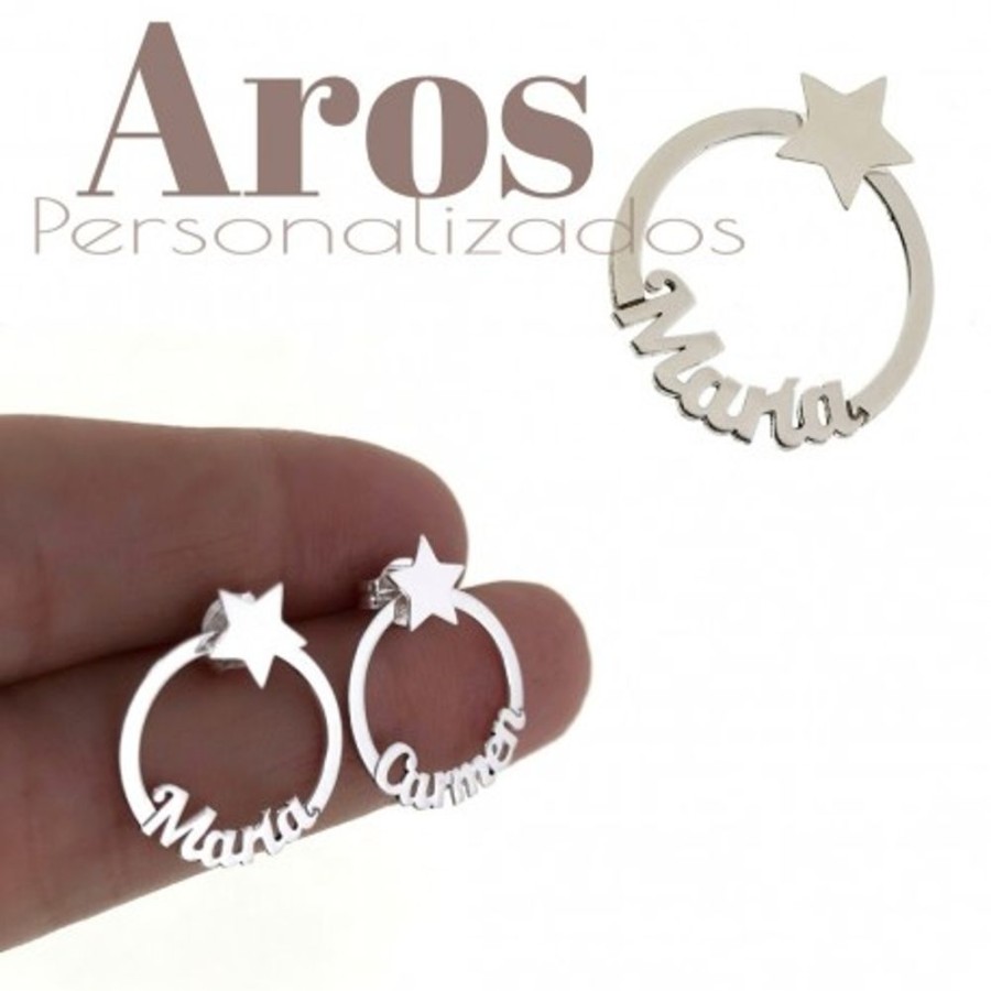 Joyas Plata 955 JOYERIADL Tornillo / Presion | Pendientes Aro Nombre Personalizado