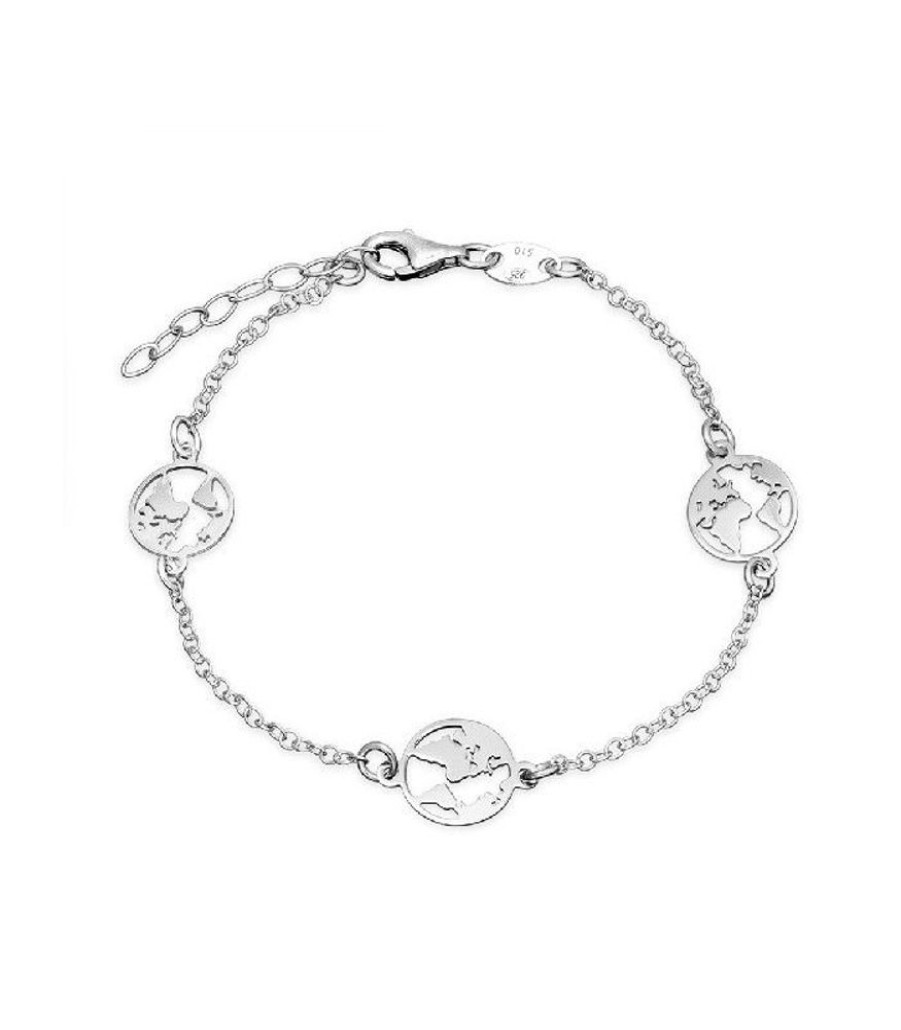 Joyas Plata 929 JOYERIADL Pulseras Varias | Pulsera Worlds Plata Con Rodio