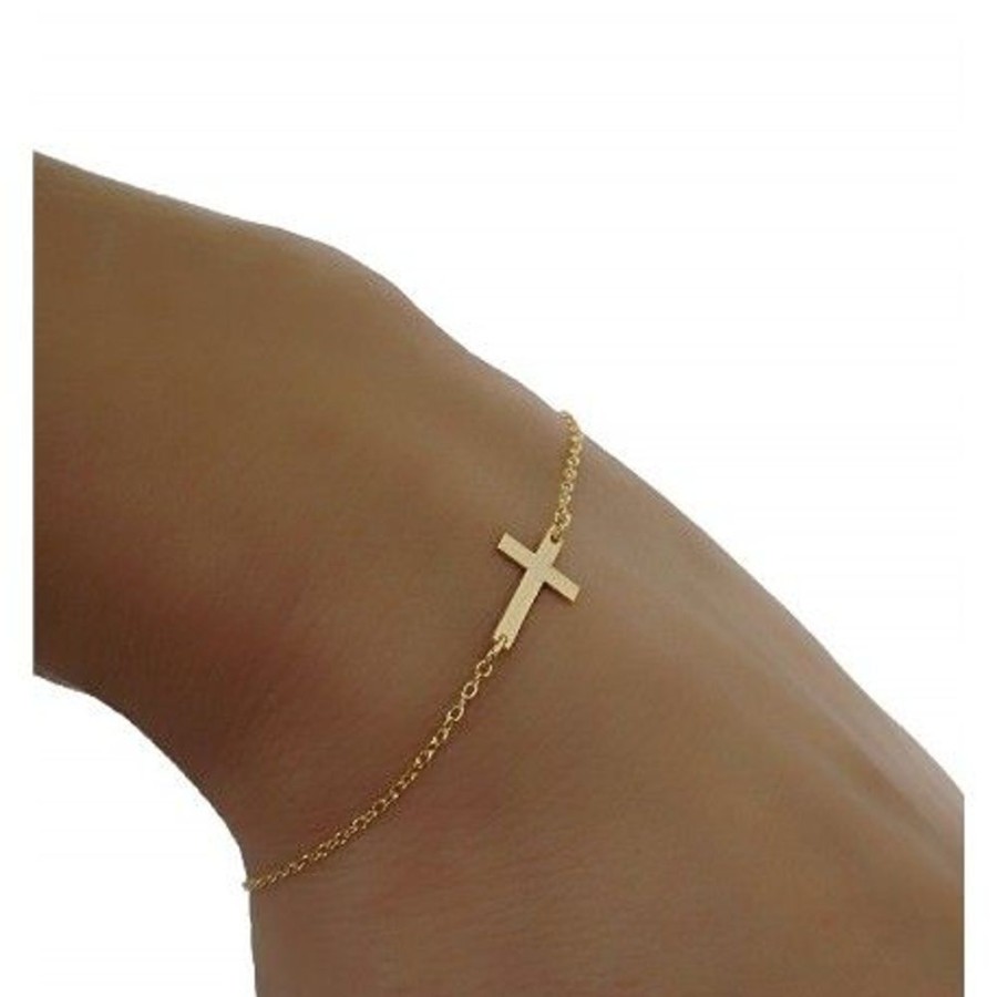 Joyas Plata 929 JOYERIADL Pulseras Varias | Pulsera Cross Mini Gold