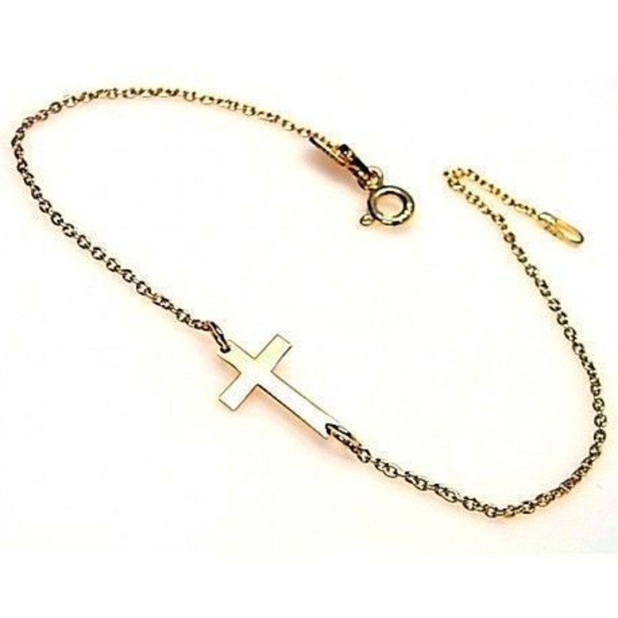 Joyas Plata 929 JOYERIADL Pulseras Varias | Pulsera Cross Mini Gold