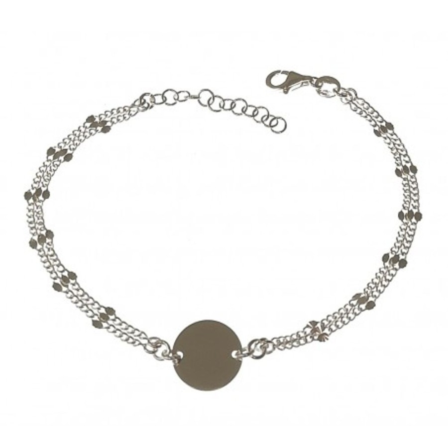 Joyas Plata 927 JOYERIADL Circonitas / Piedras / Perlas | Pulsera Cadena Doble + Chapa