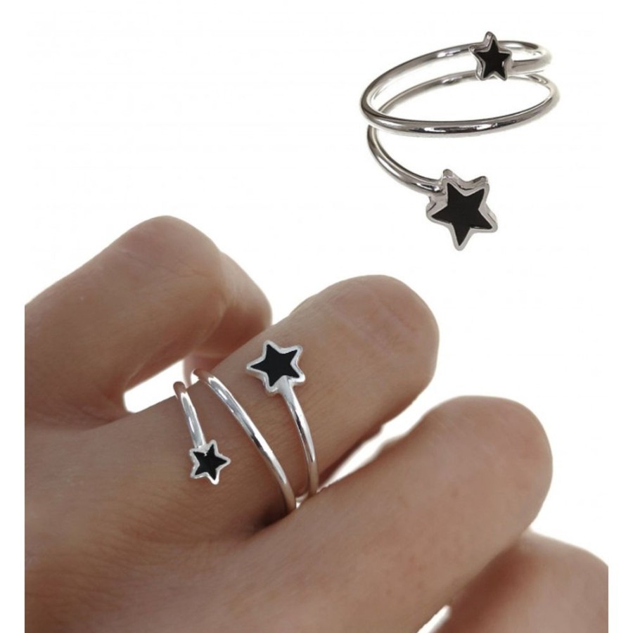 Joyas Plata 925 JOYERIADL Anillos Plata | Anillo Estrellas Black