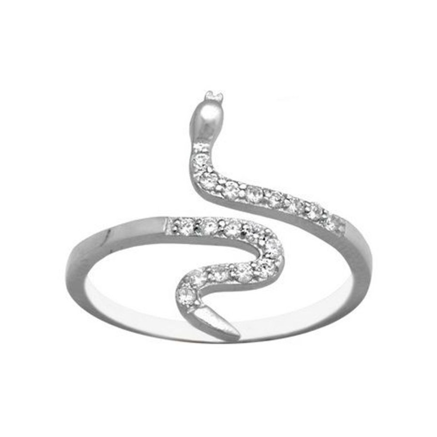 Joyas Plata 925 JOYERIADL Anillos Plata | Sortija Plata De Ley Serpiente Con Circonitas