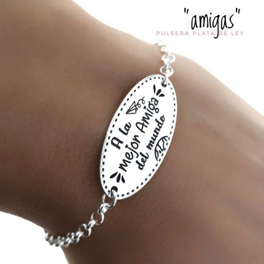 Joyas Plata 931 JOYERIADL Personalizado | Pulsera » A La Mejor Amiga Del Mundo»