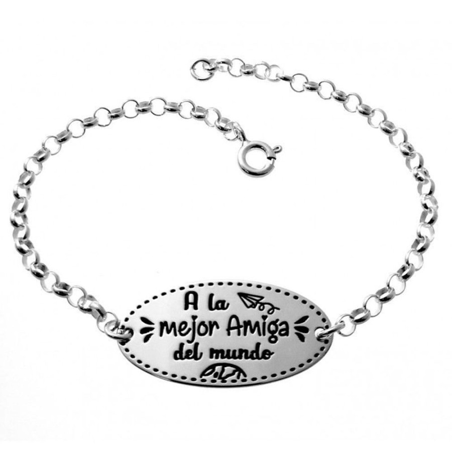 Joyas Plata 931 JOYERIADL Personalizado | Pulsera » A La Mejor Amiga Del Mundo»