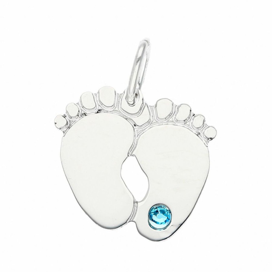 Joyas Plata 941 JOYERIADL Colgantes Personalizados | Colgante Pies Con Piedra Azul