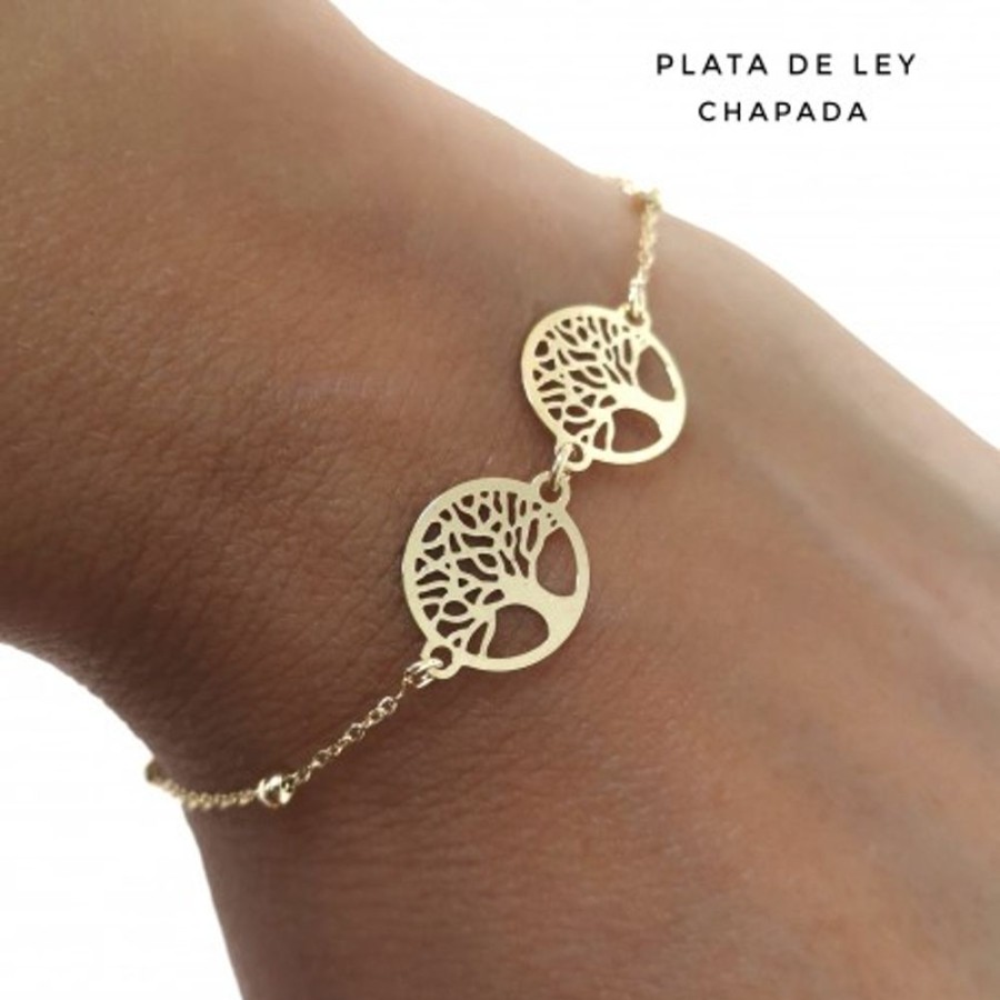 Joyas Plata 929 JOYERIADL Pulseras Varias | Pulsera Arbol De La Vida Chapada