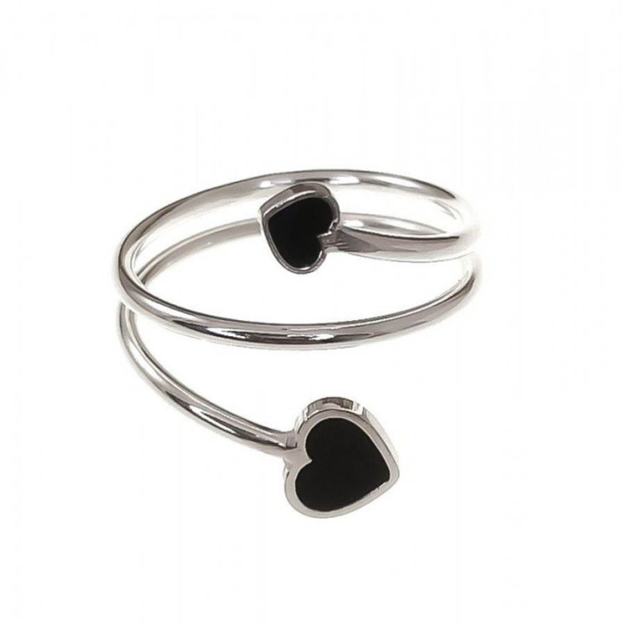 Joyas Plata 925 JOYERIADL Anillos Plata | Anillo Corazones Black