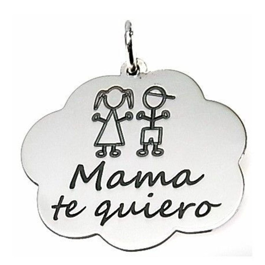 Joyas Plata 941 JOYERIADL Colgantes Personalizados | Colgante » Mama Te Quiero» Muneco Nino Y Nina