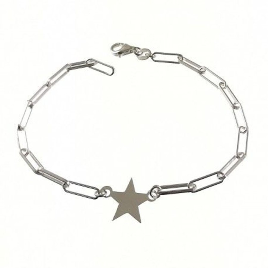 Joyas Plata 927 JOYERIADL Circonitas / Piedras / Perlas | Pulsera Cadena Forzada Estrella