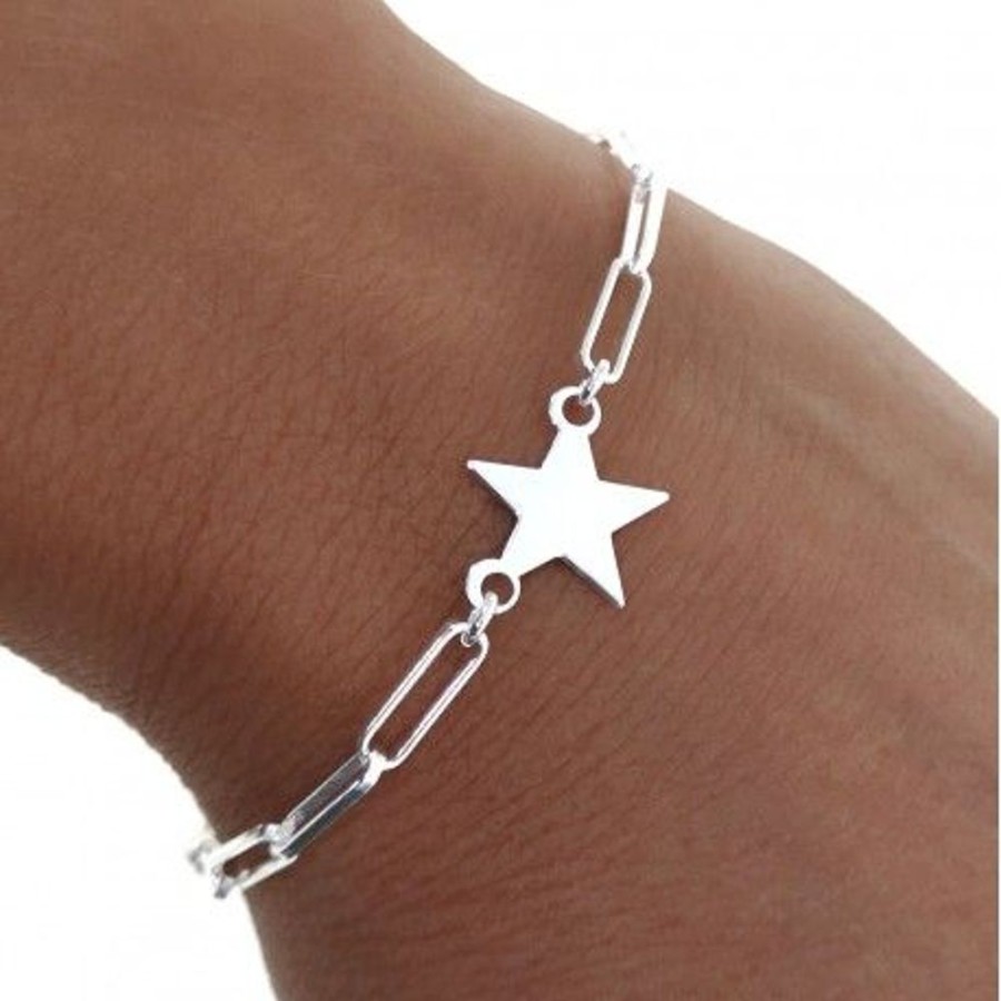 Joyas Plata 927 JOYERIADL Circonitas / Piedras / Perlas | Pulsera Cadena Forzada Estrella